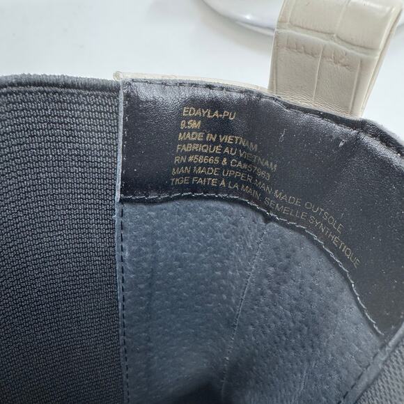 Open Edit Rectangular Toe Stacked Heel Croc-Embossed Ayla Chelsea Ivory boots - Picture 8 of 8